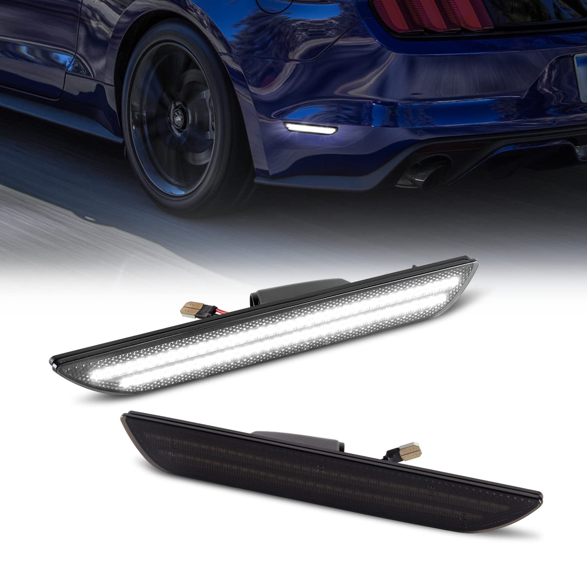 Gempro front view of side marker lights showing fit and finish, improves rear visibility