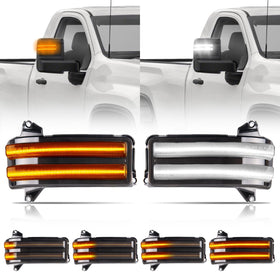Gempro front view smoked mirror marker showing sleek profile and improved visibility