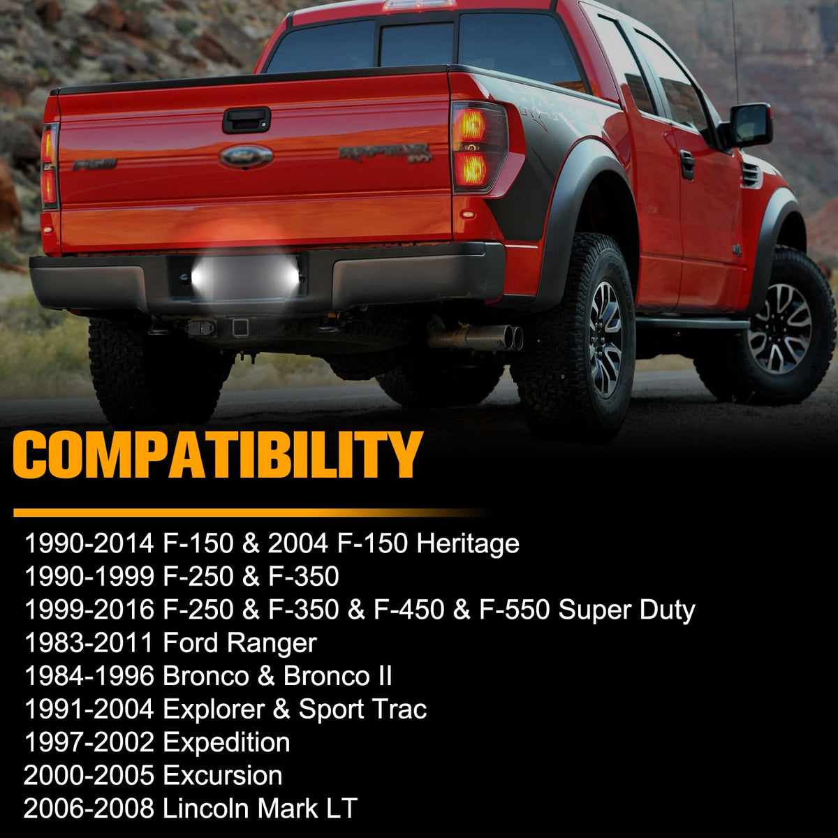 Gempro installed on Ford F150 rear, enhances nighttime plate legibility