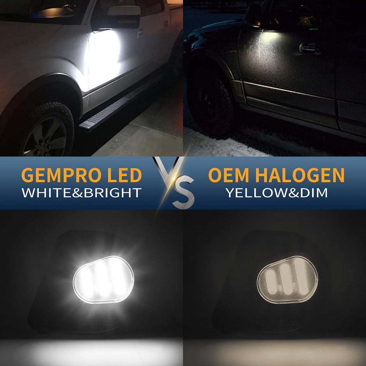 Gempro puddle light installed on passenger mirror enhancing entry-area lighting