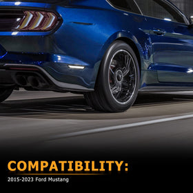 Gempro illuminated at night on a Mustang rear, enhances nighttime side visibility