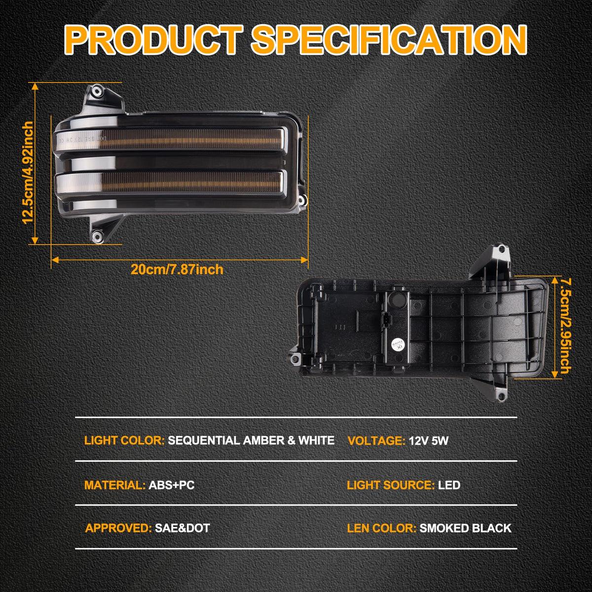Gempro sequential amber turn signal in motion enhancing road-side signaling clarity