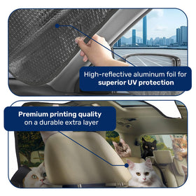 GENANY installed in windshield of small car, keeps cabin cooler
