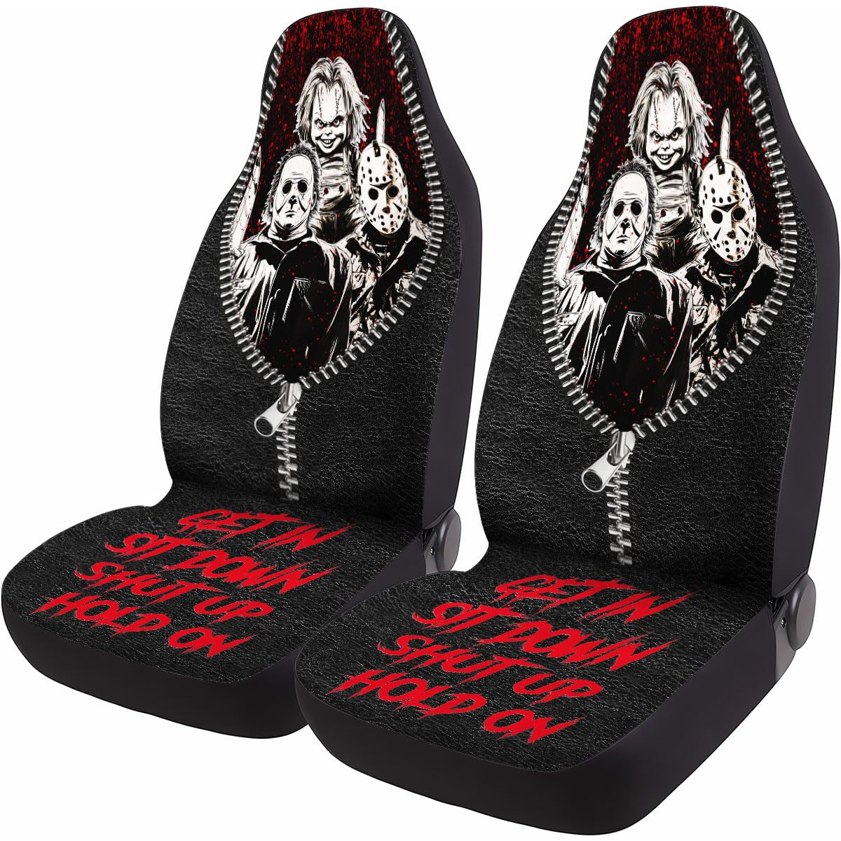 GENANY packaging showing 2-piece front seat covers and design benefit