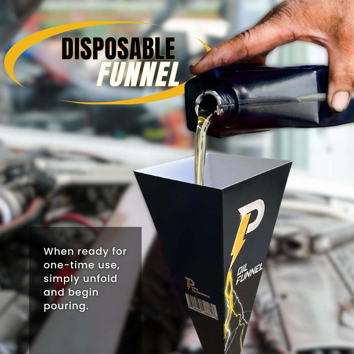 Generac quart pouring into fill neck close-up for precise, no-drip pouring