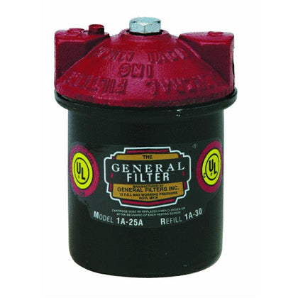 General Filters 1A-25B front view showing cartridge and compact dimensions for easy replacement