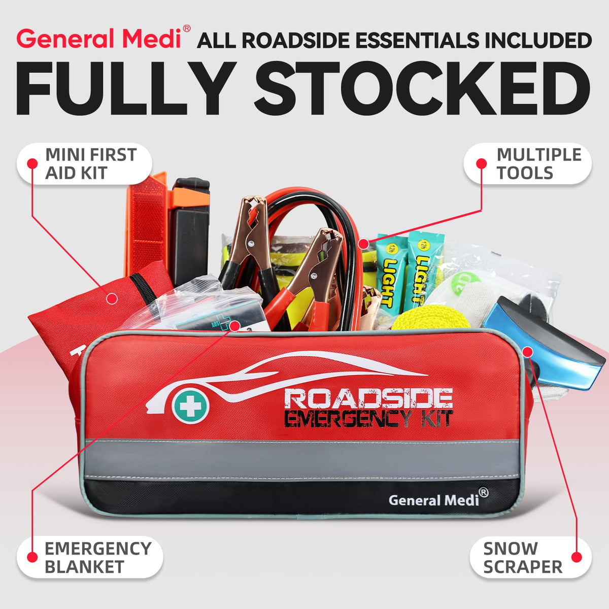 General Medi first aid closeup with bandages and antiseptics for quick treatment