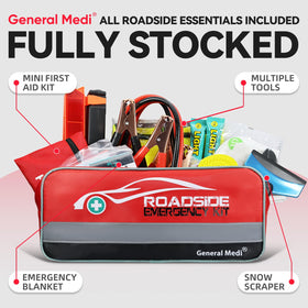 General Medi first aid closeup with bandages and antiseptics for quick treatment
