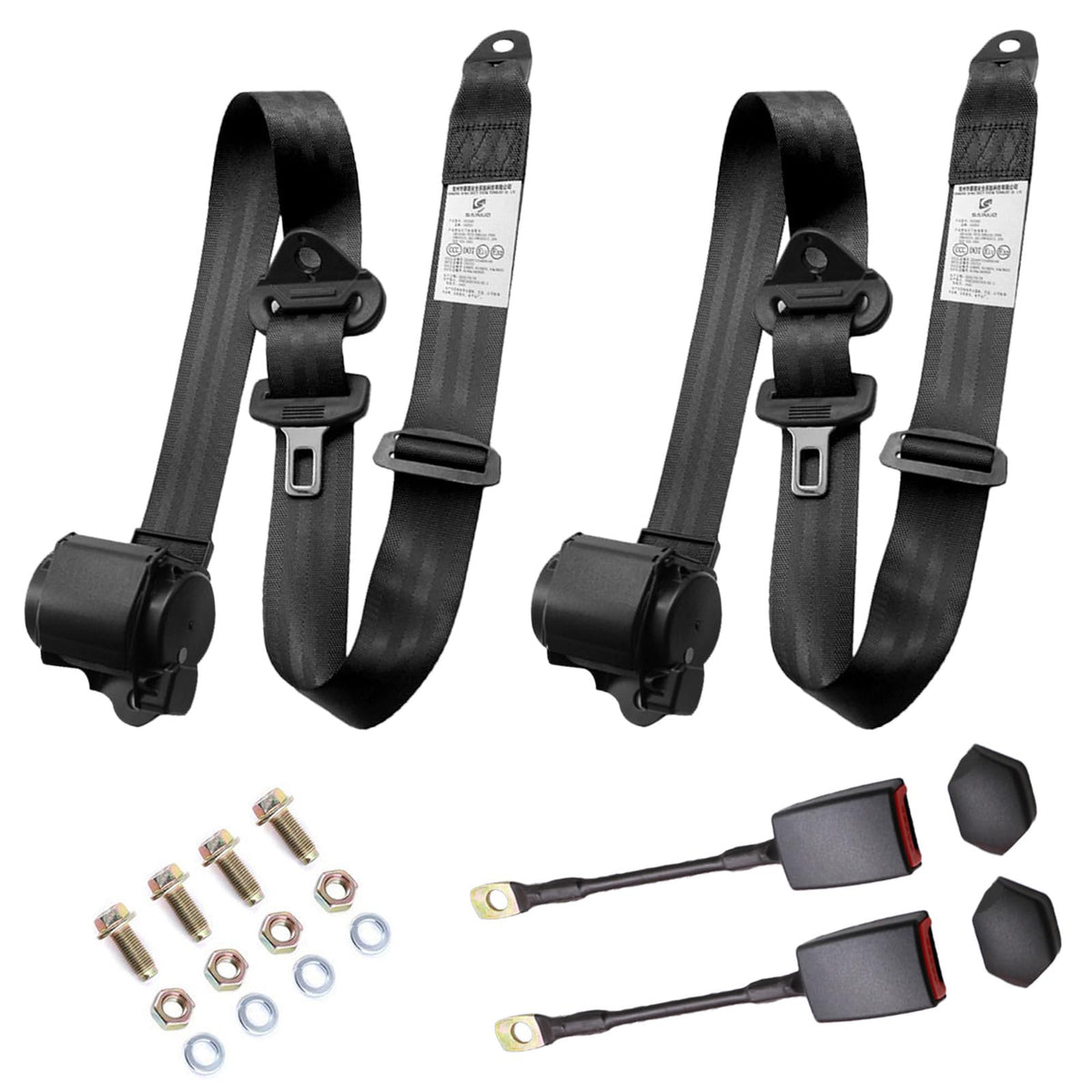 Generic 3-point belt front packaging showing kit and benefit secure retrofit