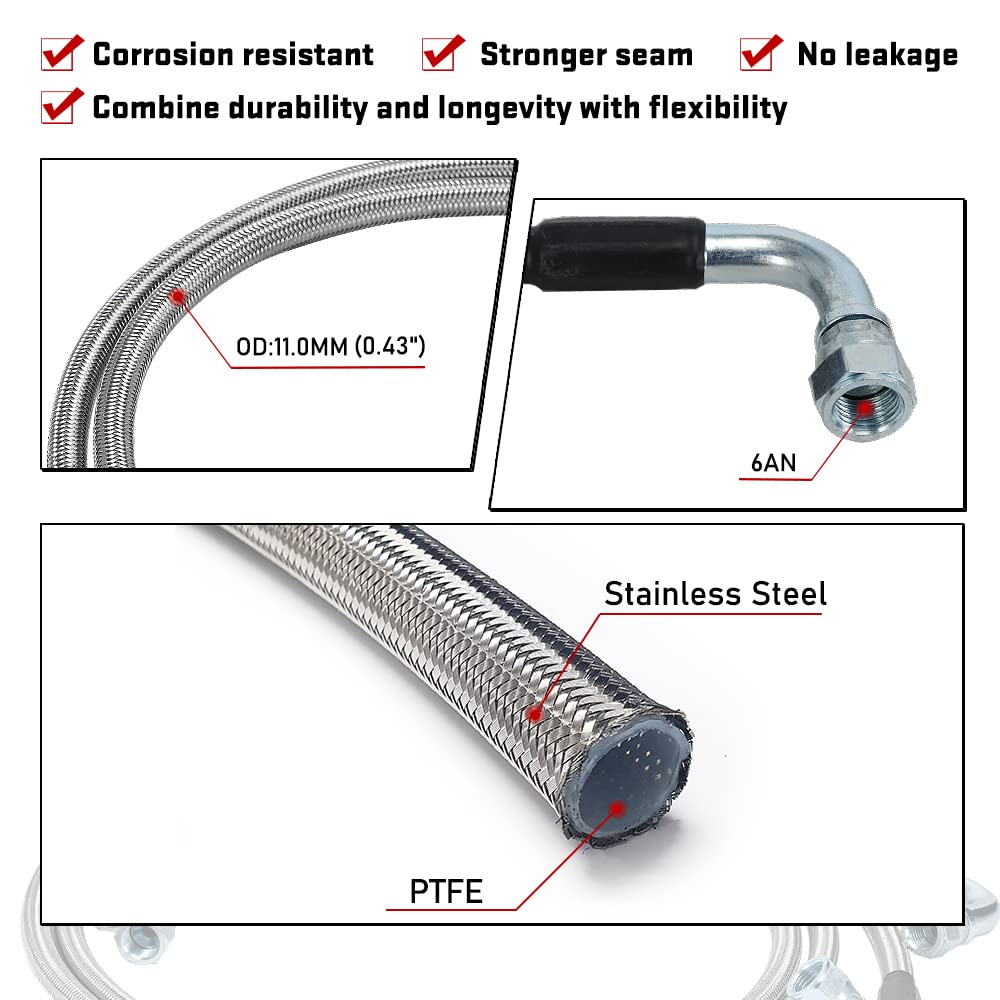Generic 6AN hose installed in engine bay demonstrating fitment and tidy routing advantage