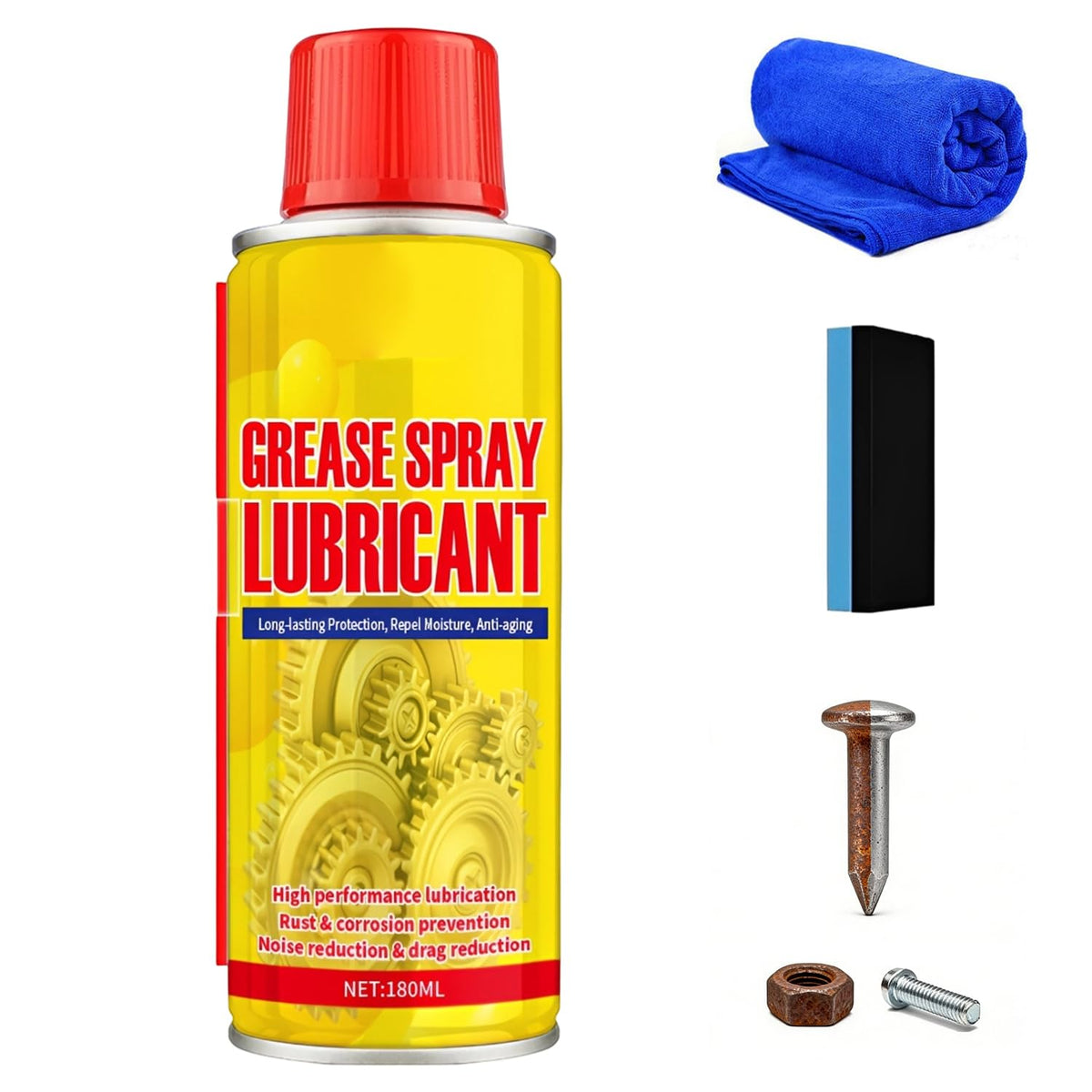 Generic brand front packaging showing product and key uses, protects metal