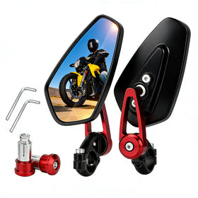 Generic red mirror front view showing clear rear coverage and stylish finish