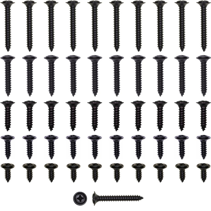 Generic black SEMS screws front pack shows full 50-piece kit and application readiness