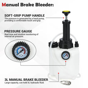 Generic brake bleeder connected to a vehicle reservoir in use, Generic brand simplifies bleeding