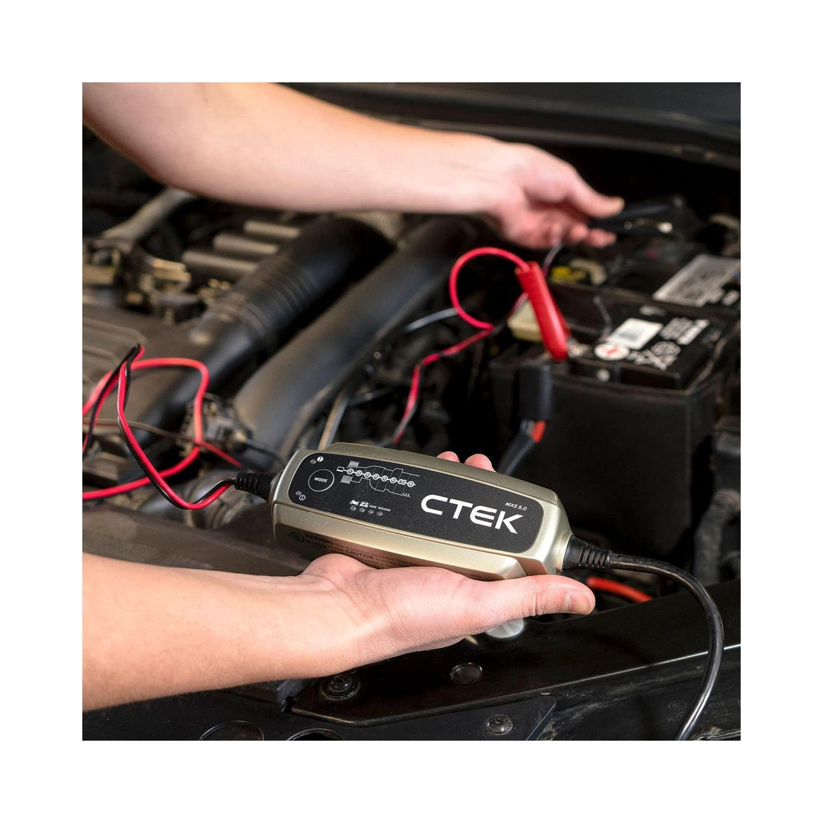 Generic C-Tek MXS 5.0 cables and accessories laid out showing included components benefit