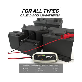 Generic C-Tek MXS 5.0 beside a ruler showing compact size for space-saving benefit