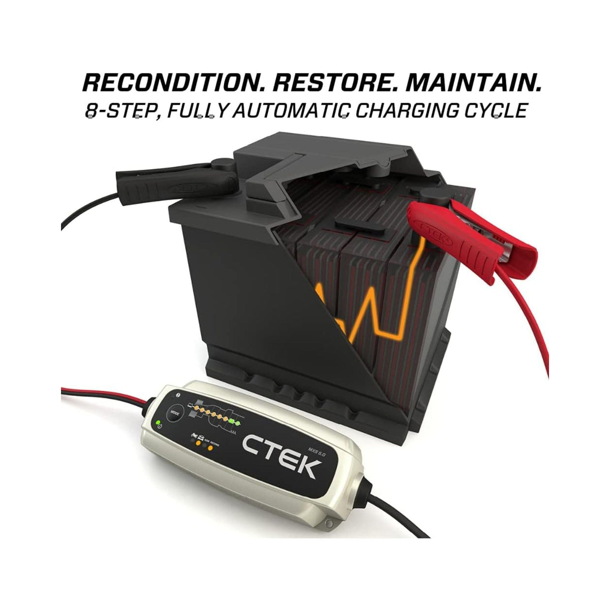 Generic C-Tek MXS 5.0 mounted under RV hood showing suitability for recreational vehicles benefit