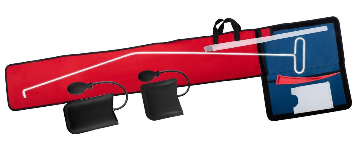 Generic car tool kit layout showing tools for faster dent repairs