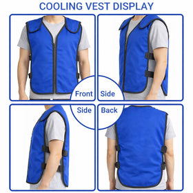 Generic cooling vest rear view with gel pack pockets arranged for full-back cooling benefit