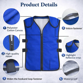 Generic cooling vest worn by motorcyclist showing fit and cooling during riding for comfort