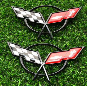 Generic brand Corvette C5 front emblem mounted, adds refreshed visual appeal