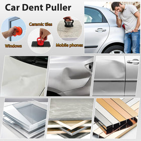 Generic brand dent puller in use on car door showing quick DIY dent repair benefit