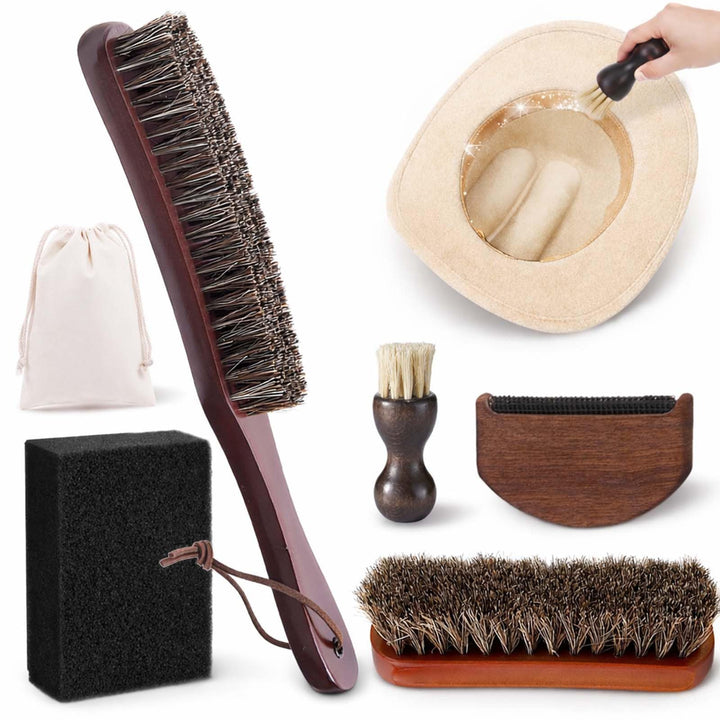 Generic front packaging of the 5-piece brush set showing contents and benefit of organized care