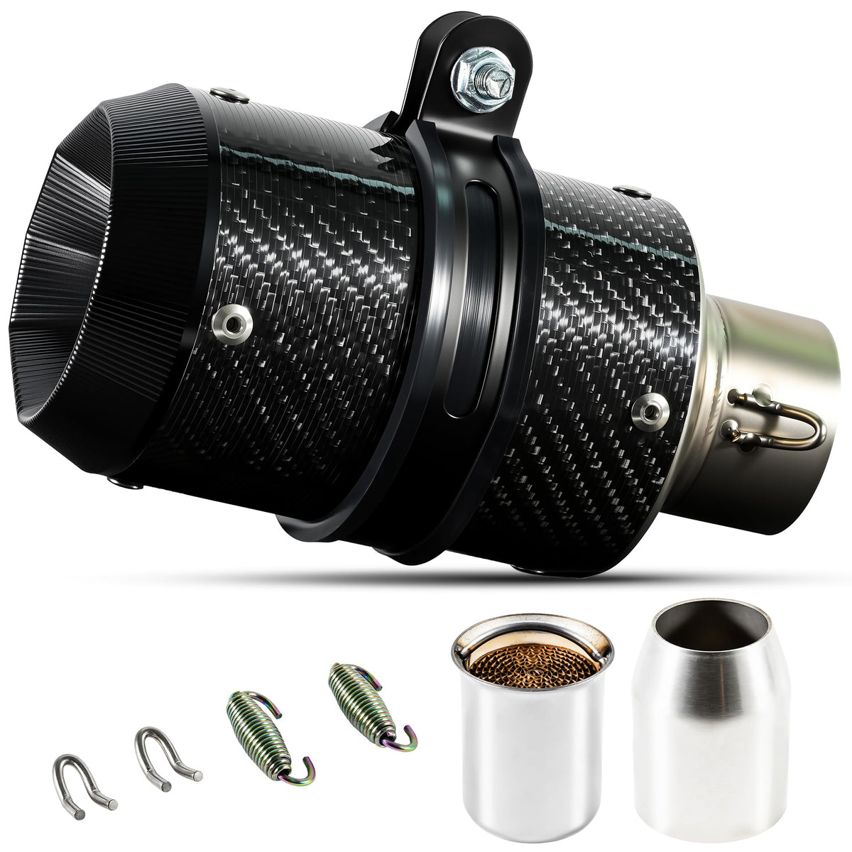 generic front view of muffler showing sleek styling and improved appearance