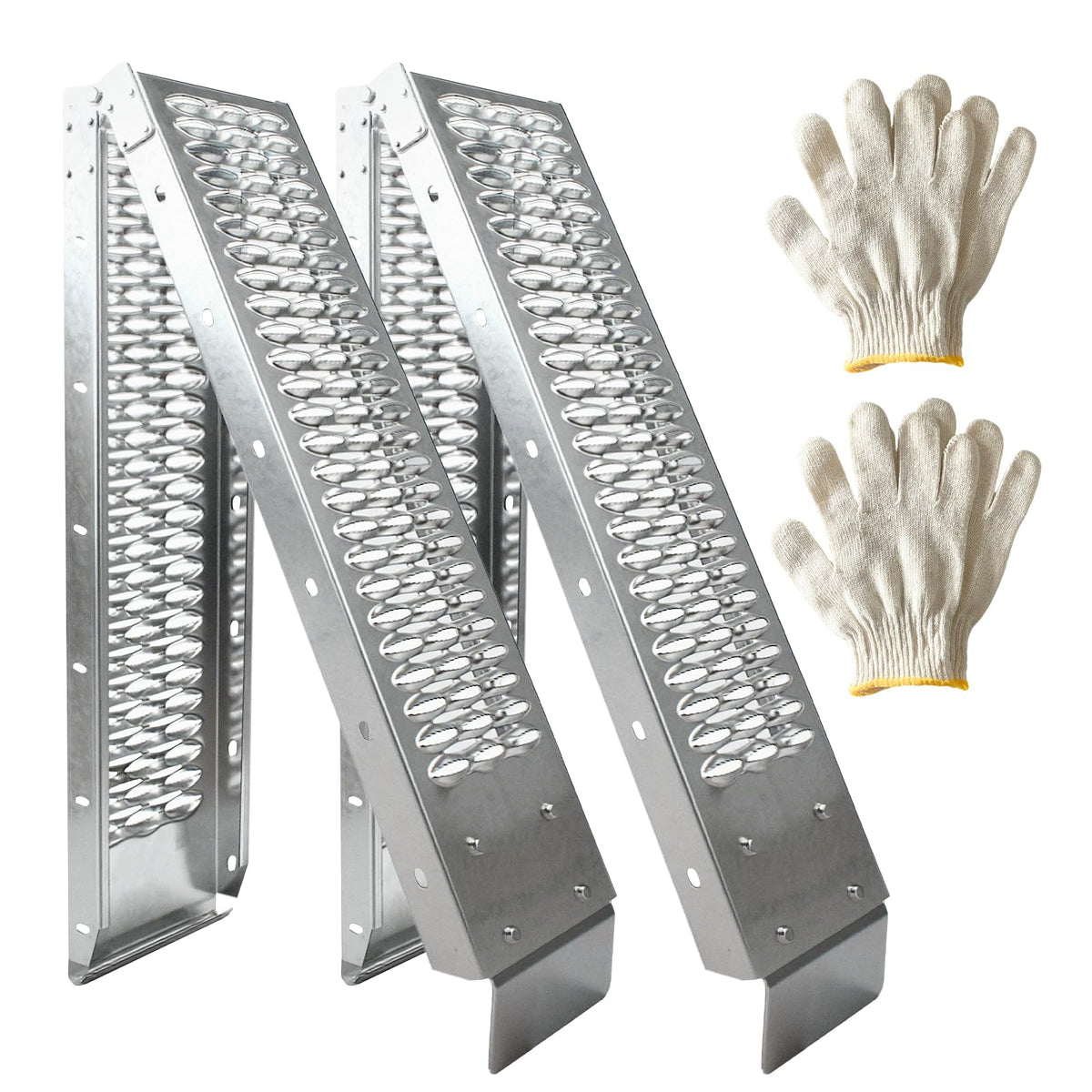 Generic alloy ramp front view showing full length and anti-slip surface for secure loading