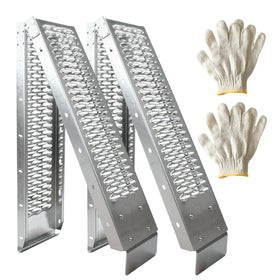 Generic alloy ramp front view showing full length and anti-slip surface for secure loading