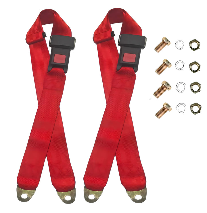 Generic front view of red seat belt pads showing cushioning and fit benefit