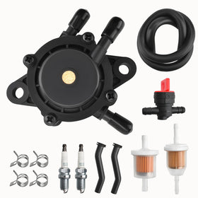 Generic fuel pump kit front packaging showing included parts and fitment benefits