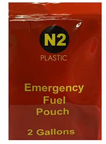Generic gas pouch expanded and filled to two gallons for emergency use
