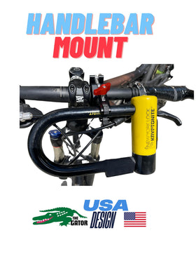 Generic The Gator mounted on a bike downtube holding U‑lock quietly while riding benefit