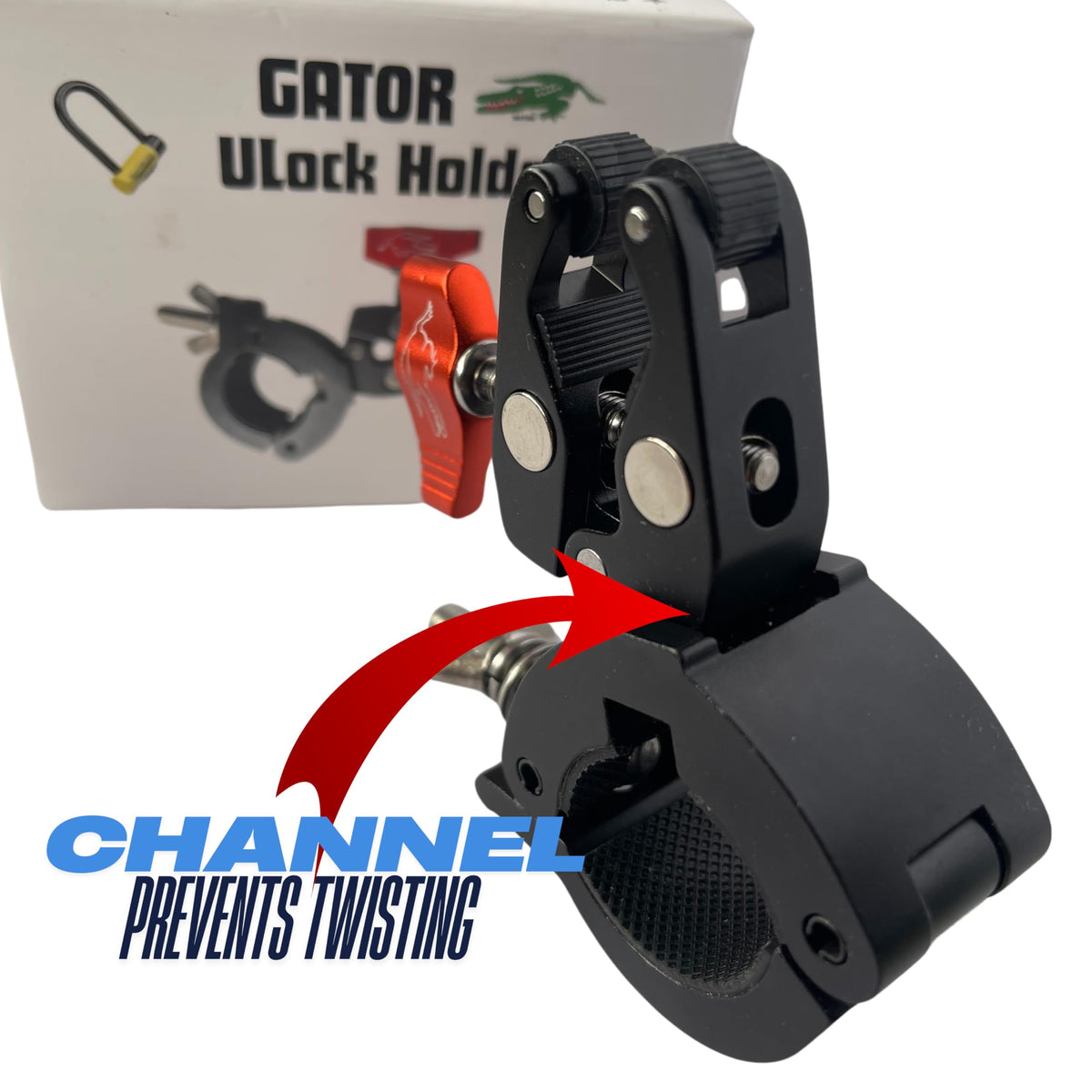 Generic The Gator attached to a handlebar with U‑lock for convenient transport benefit