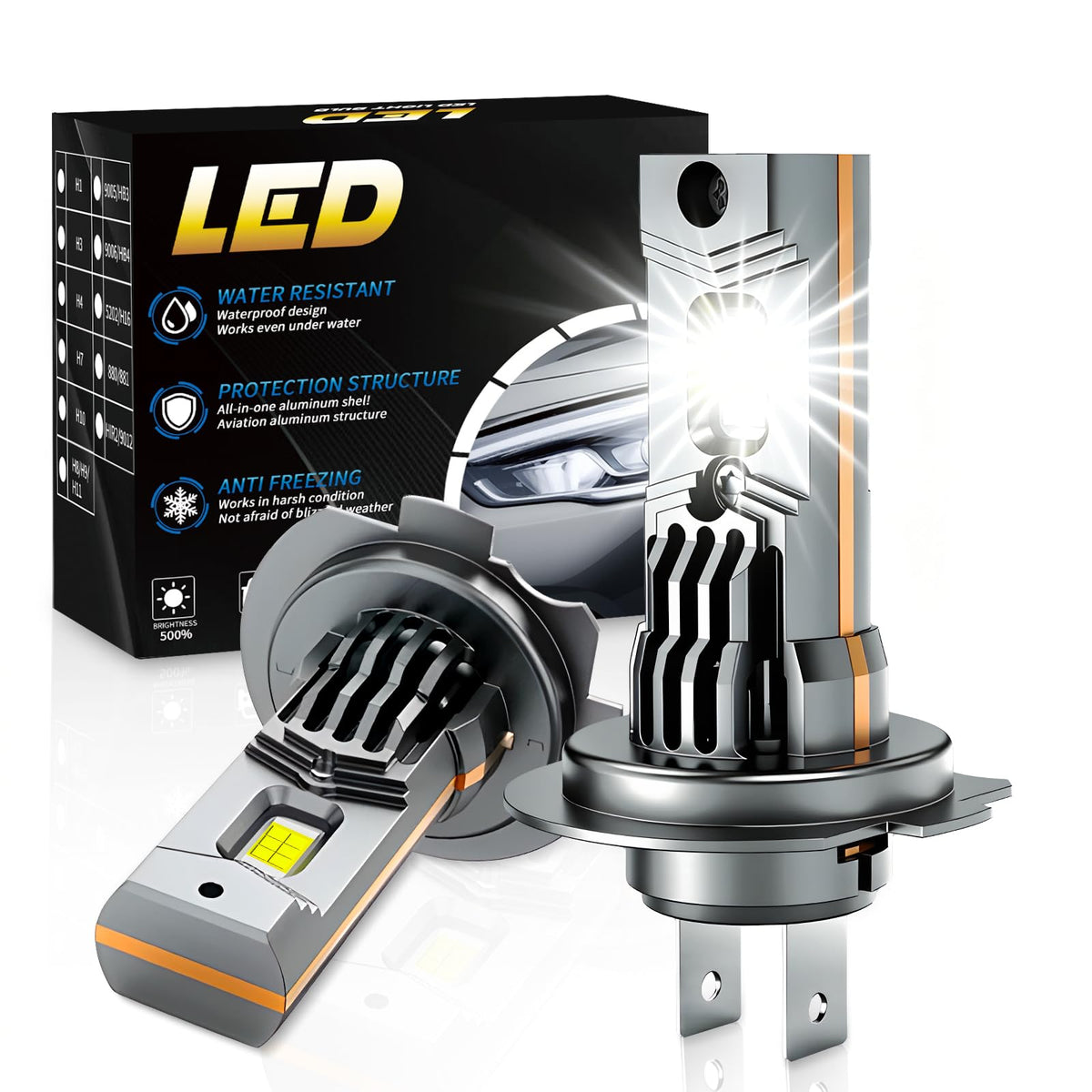 Generic H7 LED front view showing compact design and plug-and-play benefit