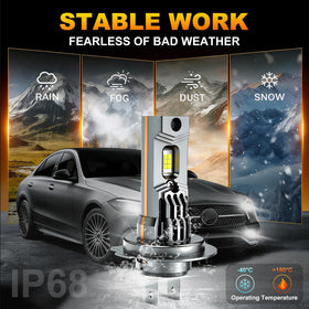 Generic H7 LED in night driving scene improving roadway visibility