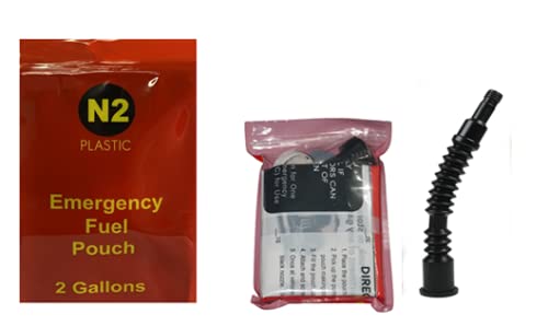 Generic pouch stored in motorcycle compartment for ready emergency fuel