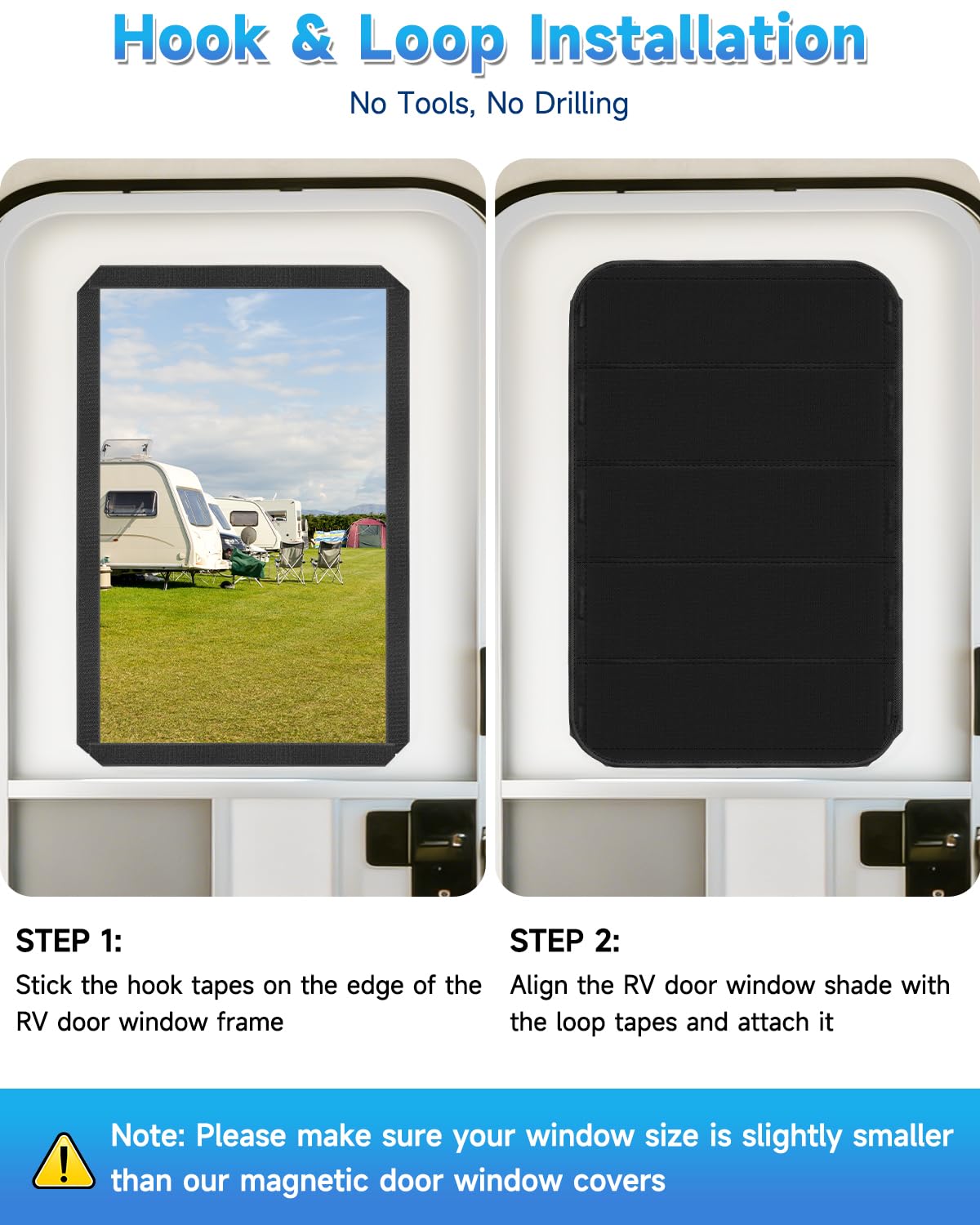 Generic installed on camper door demonstrating blackout and privacy benefit