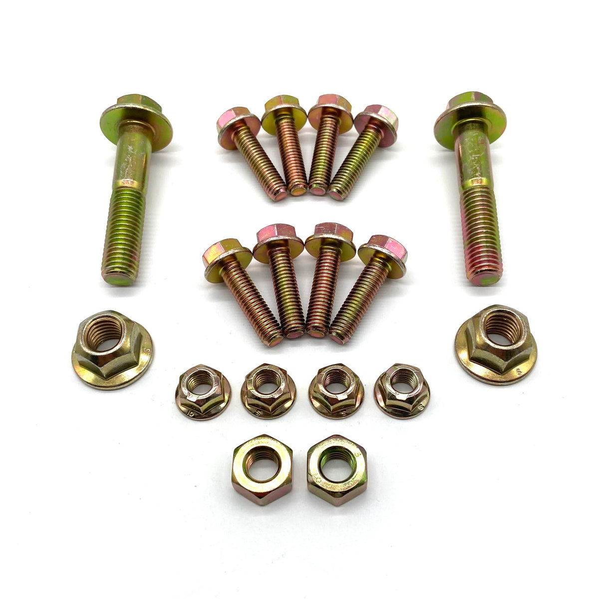 Installed Generic shock bolts on Jeep Wrangler suspension, showing secure fit and durable hardware benefit