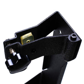 Generic Hi-Lift style jack secured in bracket to prevent vibration on road