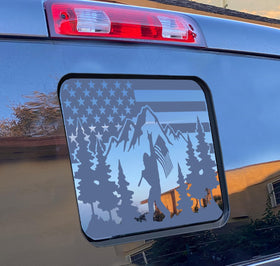 Generic brand decal on Gladiator rear window showing bold center design and clean fit