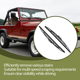 Generic brand wiper blades on a Jeep Wrangler driving in rain showing improved sightlines