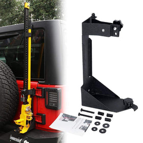 Generic rear jack mount on JK tailgate showing secure fit and space savings