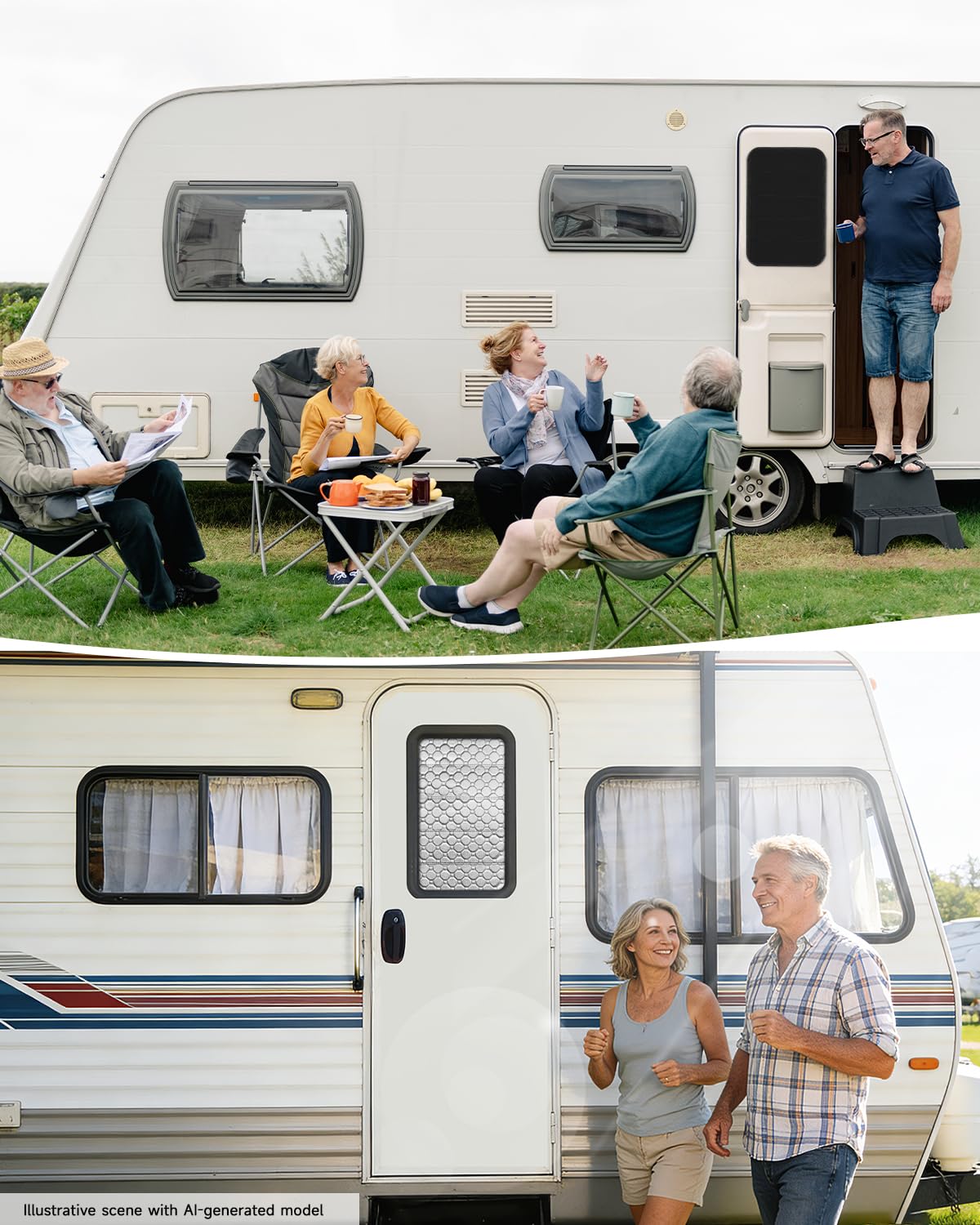 Generic lifestyle shot at a campground showing comfort and reduced glare benefit