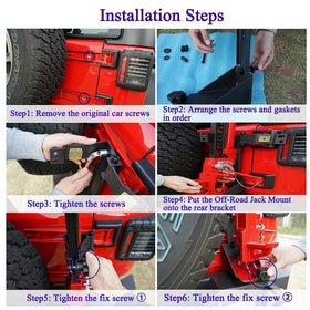 Generic Jeep Wrangler JK rear with mounted jack for trail-ready storage
