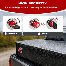 Generic lock installed on a saddle-style Weather Guard box demonstrating secure access and neat finish