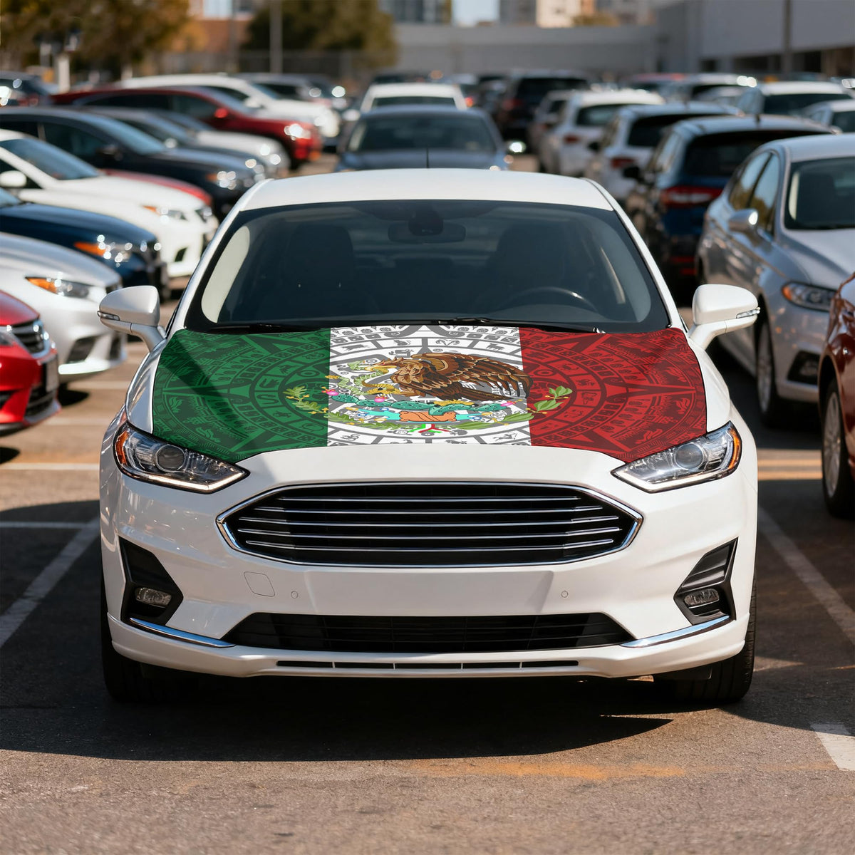 Generic Mexico Flag cover elastic edge detail showing snug retention benefit