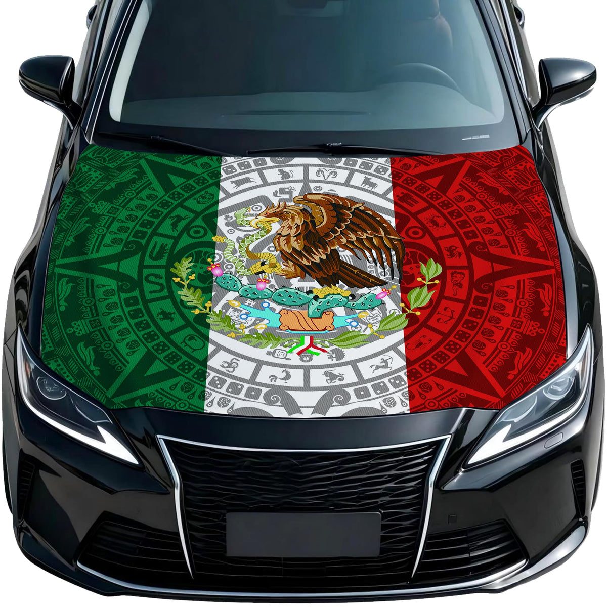 Generic Mexico Flag cover in driveway lifestyle shot showing visual appeal