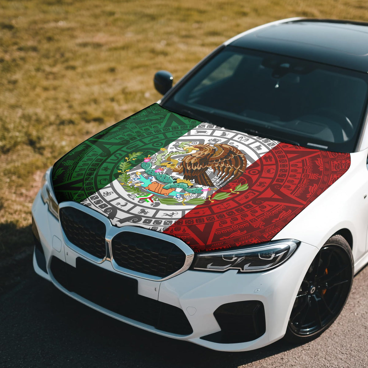 Generic Mexico Flag cover folded near washing machine showing easy cleaning